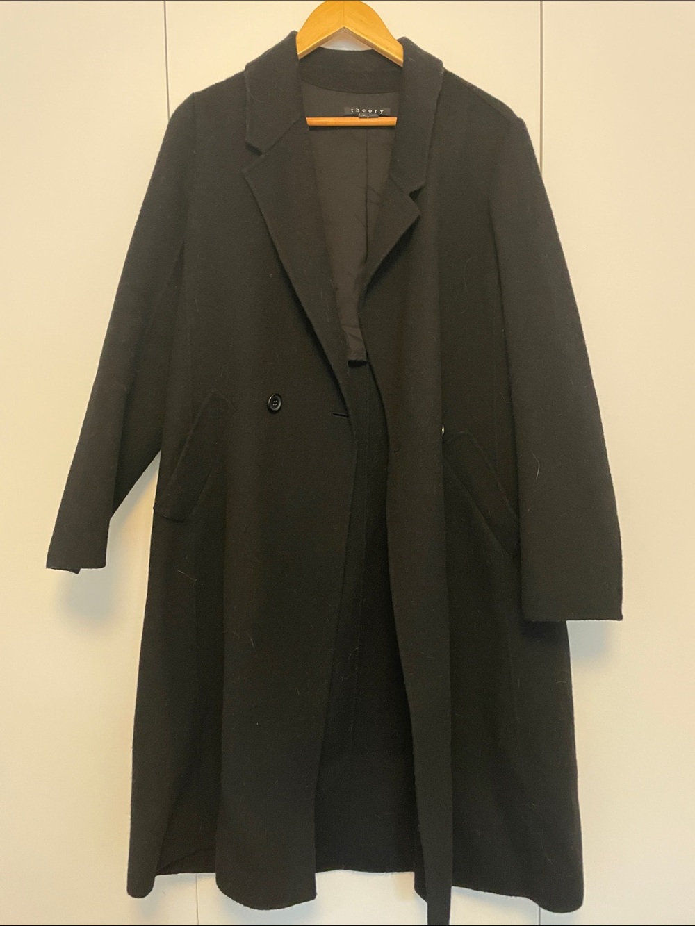 Theory Black Wool Blend Doubleface Pea Coat